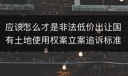应该怎么才是非法低价出让国有土地使用权案立案追诉标准