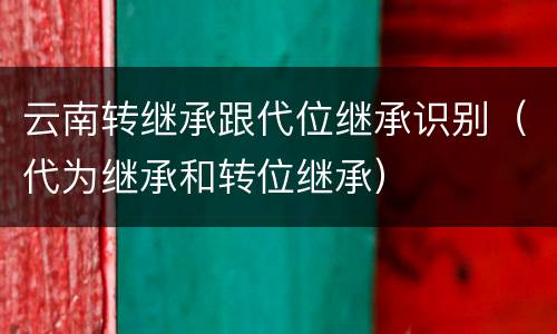 云南转继承跟代位继承识别（代为继承和转位继承）