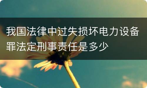 我国法律中过失损坏电力设备罪法定刑事责任是多少