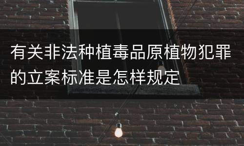 有关非法种植毒品原植物犯罪的立案标准是怎样规定