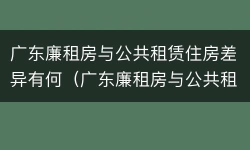 广东廉租房与公共租赁住房差异有何（广东廉租房与公共租赁住房差异有何意义）