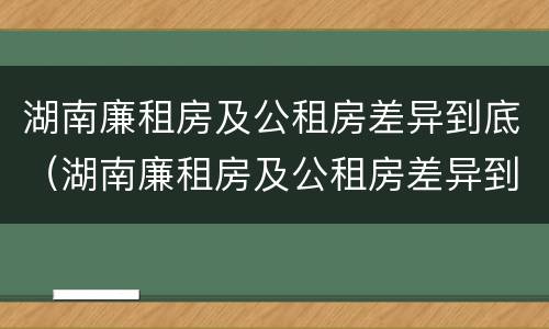 湖南廉租房及公租房差异到底（湖南廉租房及公租房差异到底大不大）