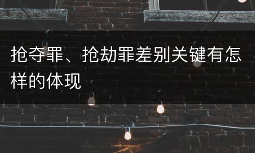 抢夺罪、抢劫罪差别关键有怎样的体现