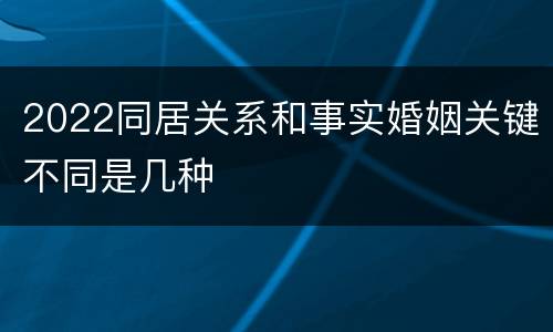 2022同居关系和事实婚姻关键不同是几种