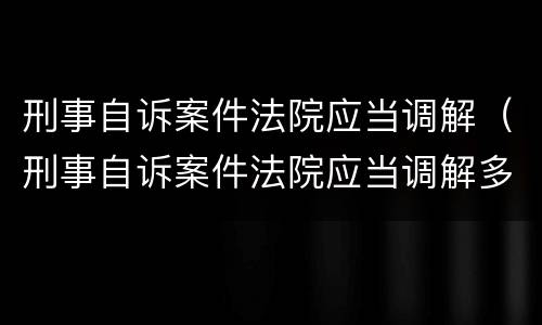 刑事自诉案件法院应当调解（刑事自诉案件法院应当调解多久）