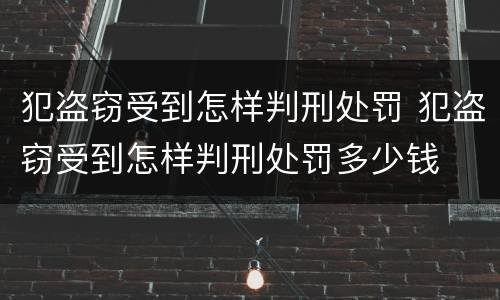 犯盗窃受到怎样判刑处罚 犯盗窃受到怎样判刑处罚多少钱