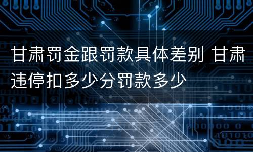 甘肃罚金跟罚款具体差别 甘肃违停扣多少分罚款多少