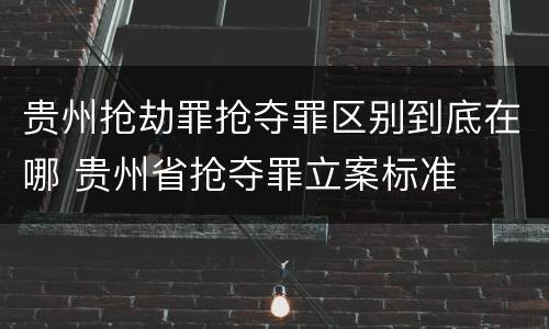 贵州抢劫罪抢夺罪区别到底在哪 贵州省抢夺罪立案标准
