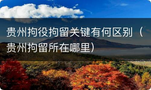 贵州拘役拘留关键有何区别（贵州拘留所在哪里）