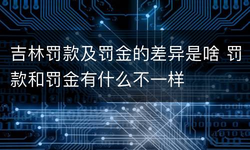 吉林罚款及罚金的差异是啥 罚款和罚金有什么不一样