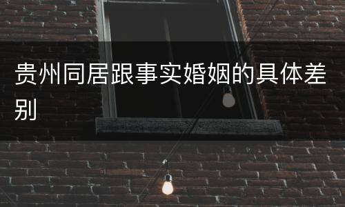 贵州同居跟事实婚姻的具体差别