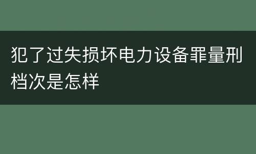 犯了过失损坏电力设备罪量刑档次是怎样
