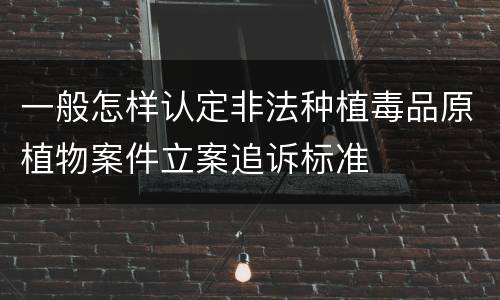 一般怎样认定非法种植毒品原植物案件立案追诉标准