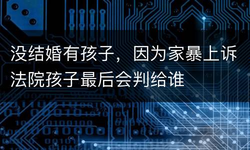 没结婚有孩子，因为家暴上诉法院孩子最后会判给谁