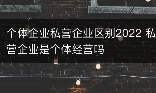 个体企业私营企业区别2022 私营企业是个体经营吗
