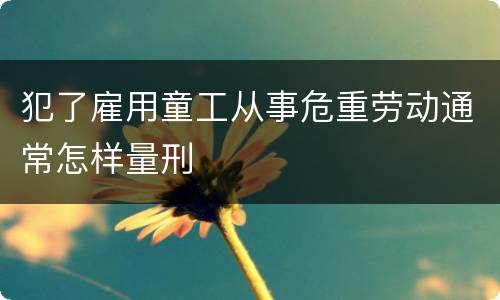 犯了雇用童工从事危重劳动通常怎样量刑