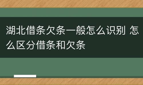湖北借条欠条一般怎么识别 怎么区分借条和欠条