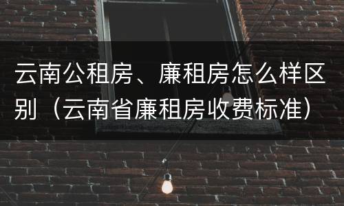 云南公租房、廉租房怎么样区别（云南省廉租房收费标准）