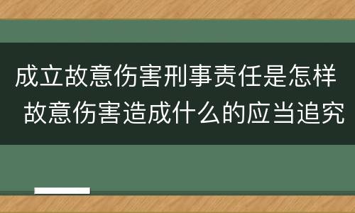 成立故意伤害刑事责任是怎样 故意伤害造成什么的应当追究刑事责任