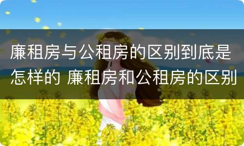 廉租房与公租房的区别到底是怎样的 廉租房和公租房的区别到底是什么