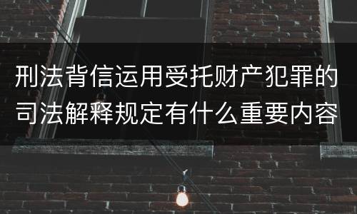 刑法背信运用受托财产犯罪的司法解释规定有什么重要内容