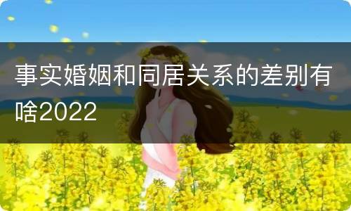 事实婚姻和同居关系的差别有啥2022
