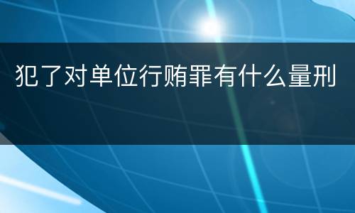 犯了对单位行贿罪有什么量刑