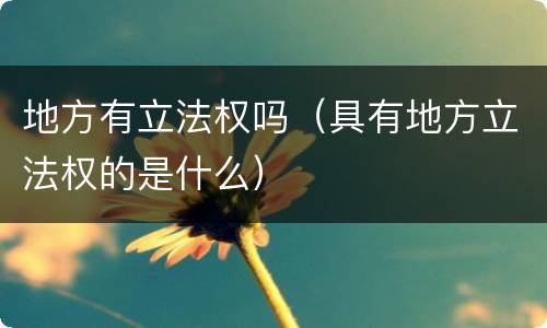 地方有立法权吗（具有地方立法权的是什么）