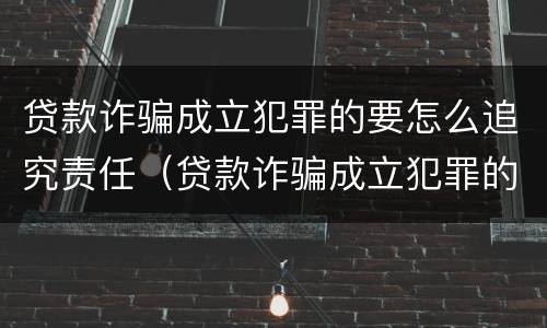 贷款诈骗成立犯罪的要怎么追究责任（贷款诈骗成立犯罪的要怎么追究责任和义务）