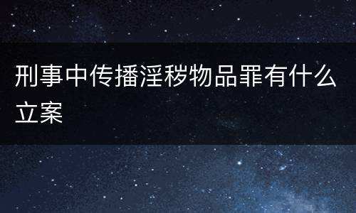 刑事中传播淫秽物品罪有什么立案
