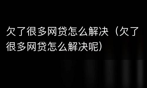 欠了很多网贷怎么解决（欠了很多网贷怎么解决呢）