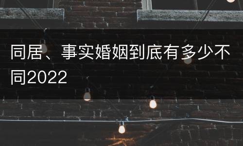 同居、事实婚姻到底有多少不同2022