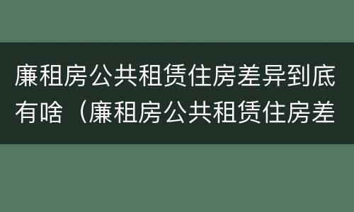 廉租房公共租赁住房差异到底有啥（廉租房公共租赁住房差异到底有啥意思）