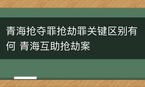青海抢夺罪抢劫罪关键区别有何 青海互助抢劫案