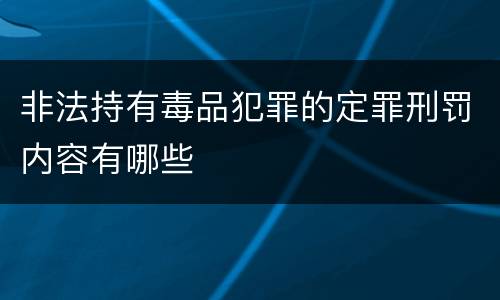 非法持有毒品犯罪的定罪刑罚内容有哪些