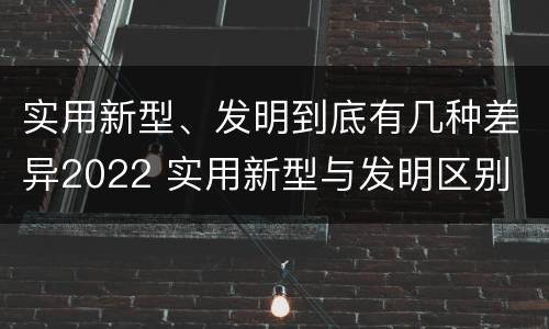 实用新型、发明到底有几种差异2022 实用新型与发明区别