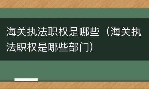 海关执法职权是哪些（海关执法职权是哪些部门）