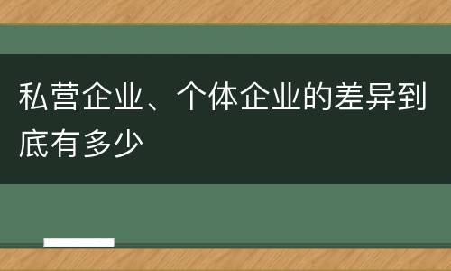 私营企业、个体企业的差异到底有多少