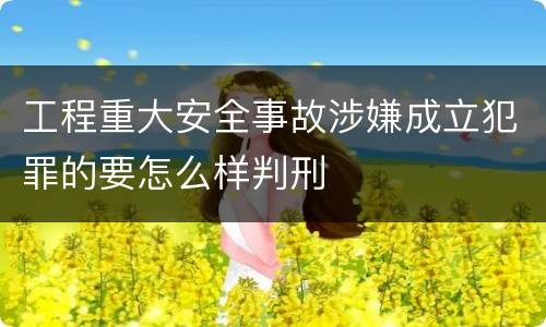 工程重大安全事故涉嫌成立犯罪的要怎么样判刑