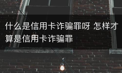 什么是信用卡诈骗罪呀 怎样才算是信用卡诈骗罪