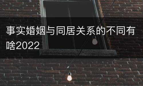事实婚姻与同居关系的不同有啥2022