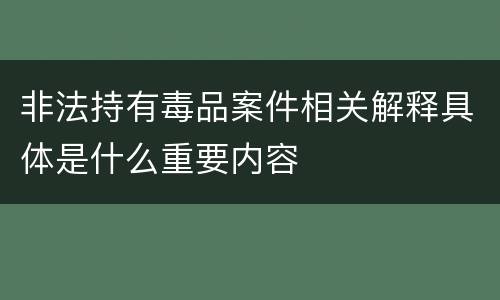 非法持有毒品案件相关解释具体是什么重要内容