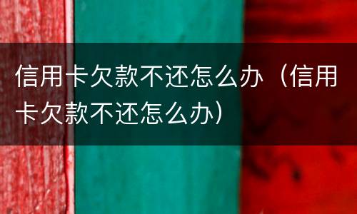 信用卡欠款不还怎么办（信用卡欠款不还怎么办）