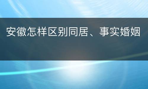 安徽怎样区别同居、事实婚姻