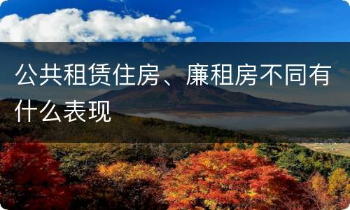 公共租赁住房、廉租房不同有什么表现