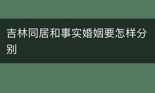 吉林同居和事实婚姻要怎样分别