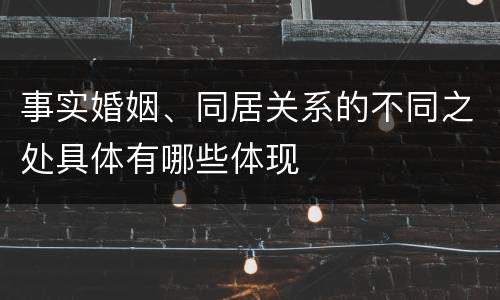 事实婚姻、同居关系的不同之处具体有哪些体现