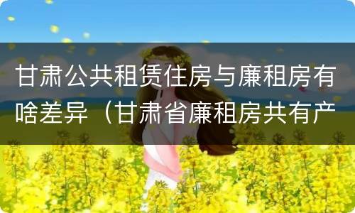 甘肃公共租赁住房与廉租房有啥差异（甘肃省廉租房共有产权管理办法）