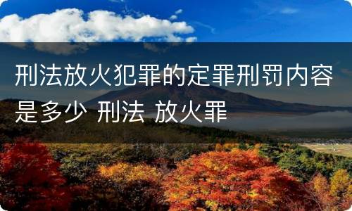刑法放火犯罪的定罪刑罚内容是多少 刑法 放火罪