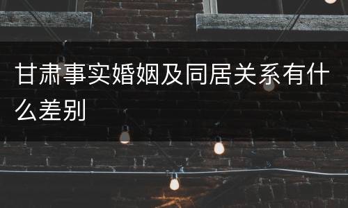 甘肃事实婚姻及同居关系有什么差别